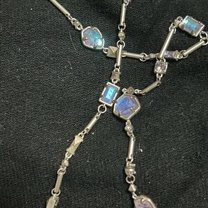 Kendra Scott Silver and Blue Necklace with Iridescent Stones